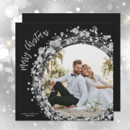 Silver Stars Photo God jul Black Julkort