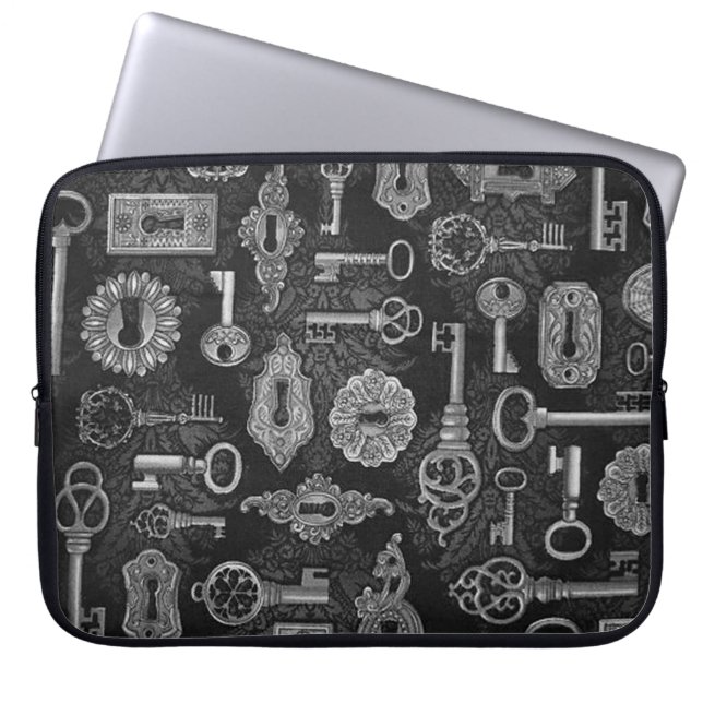 Silver Steampunk Nycklar och Nyckel Hål Laptop sle Sleeve (Framsidan)