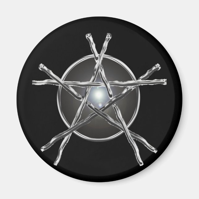 Silver Sticks Pentagram Magnet (Framsidan)