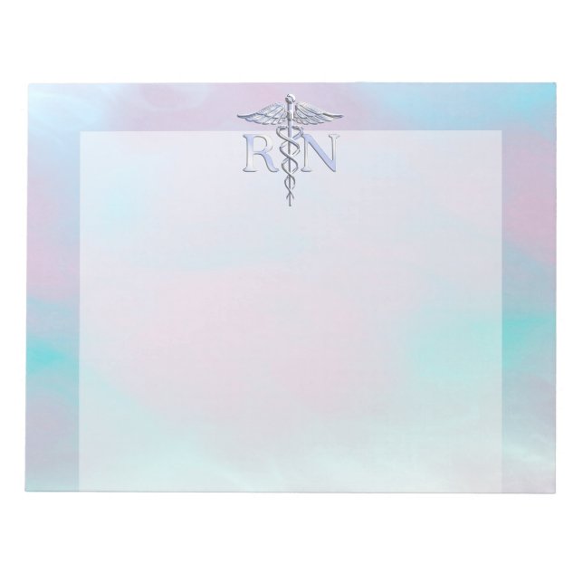 Silver Stil RN Caduceus Medical Mor Pearl Anteckningsblock (Framsida)