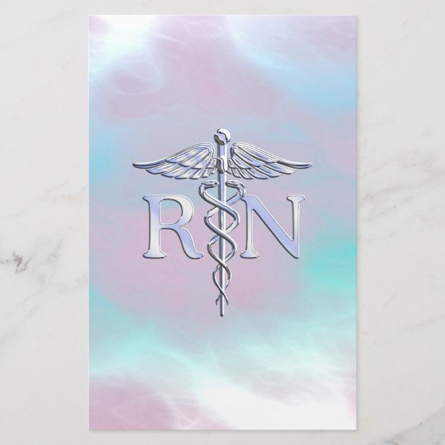 Silver Stil RN Caduceus Medical Mor Pearl Brevpapper (Framsida)