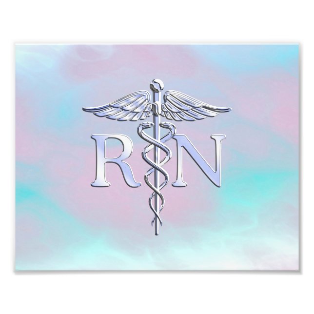 Silver Stil RN Caduceus Medical Mor Pearl Fototryck (Framsidan)