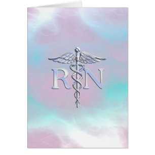 Silver Stil RN Caduceus Medical Mor Pearl Hälsningskort