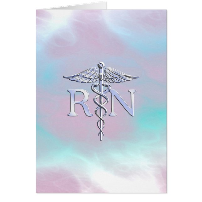 Silver Stil RN Caduceus Medical Mor Pearl Hälsningskort (Framsidan)