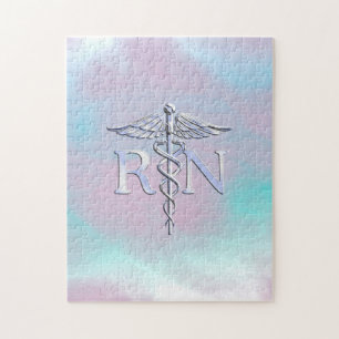 Silver Stil RN Caduceus Medical Mor Pearl Pussel