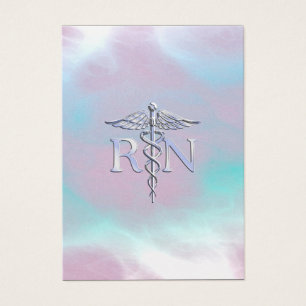 Silver Stil RN Caduceus Medical Mor Pearl Visitkort