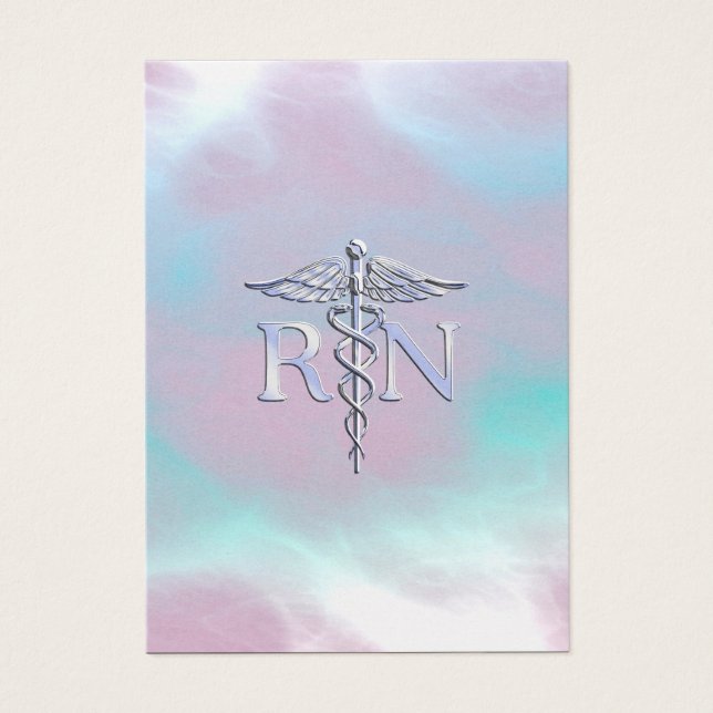 Silver Stil RN Caduceus Medical Mor Pearl Visitkort (Framsidan)