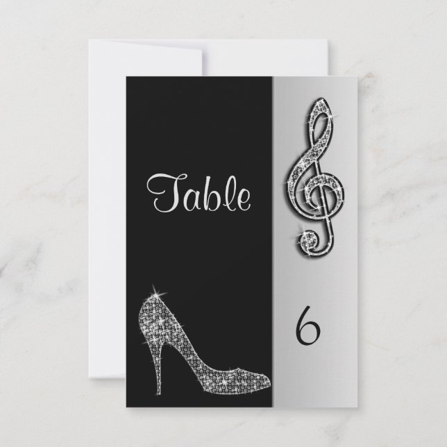 Silver Stiletto & Diskantnyckel Inbjudningar (Baksida)