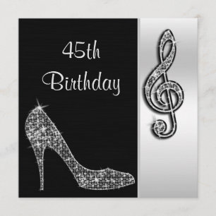 Silver Stiletto & Treble Cleft 45:e födelsedagen Inbjudningar