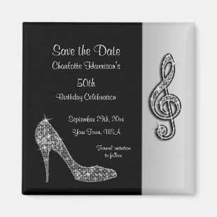 Silver Stiletto & Treble Cleft 50:e spara datumet Magnet