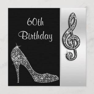 Silver Stiletto & Treble Cleft 60:e födelsedagen Inbjudningar