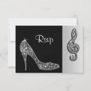 Silver Stiletto & Treble Cleft RSVP OSA Kort