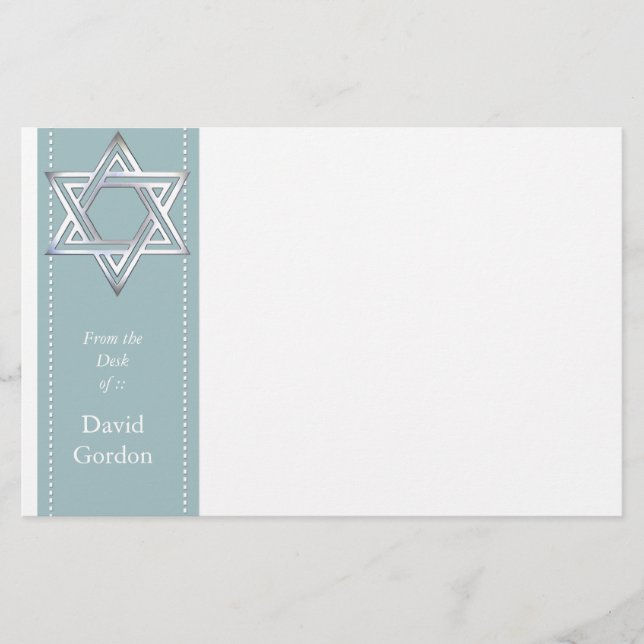 Silver-stjärnan av David/Jewish Personal Stationer Brevpapper (Framsida)