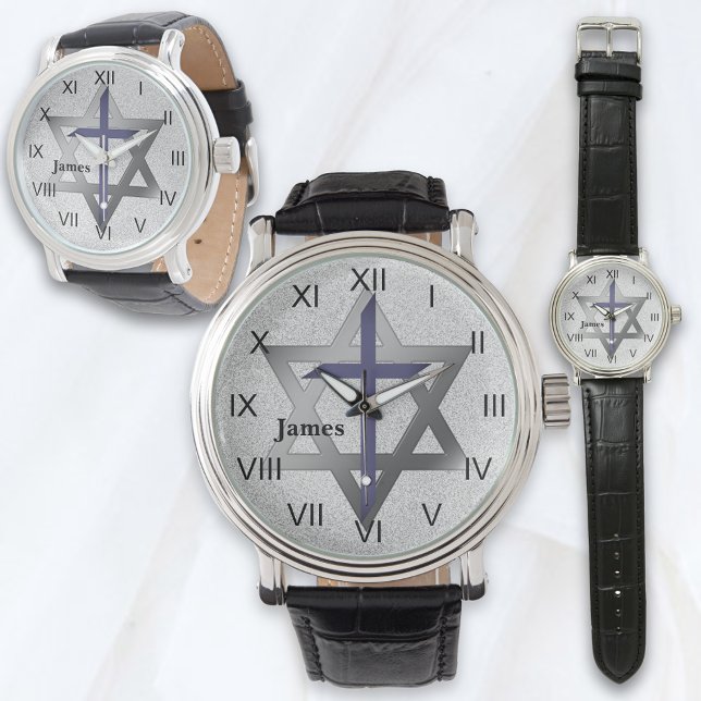 Silver-stjärnan David med blå Kor Armbandsur (Skapare uppladdad)