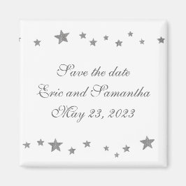 Silver stjärnor gräns, spara datumet bröllop magne magnet