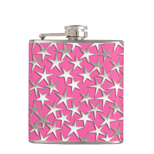 Silver stjärnor på fuchsisk rosa fickplunta