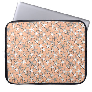 Silver stjärnor på persiko rosa laptop sleeve