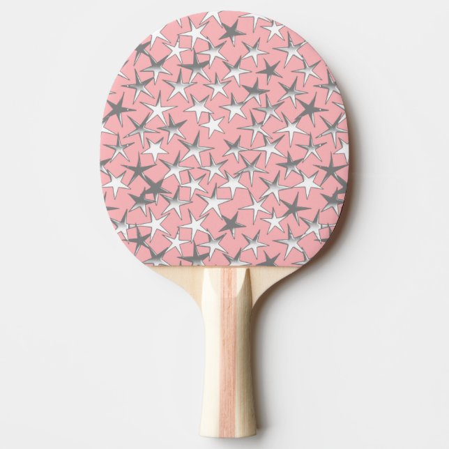 Silver-stjärnor på snäckans rosa pingisracket (Framsidan)