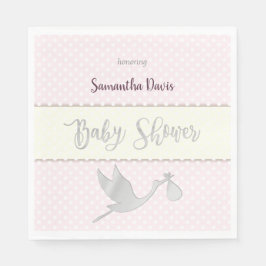 Silver Stork Flicka Baby Shower Pappersservett