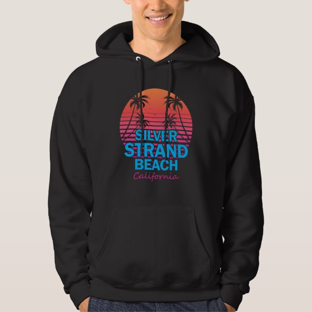 Silver Strand State Beach California Retro Hoodie (Framsida)