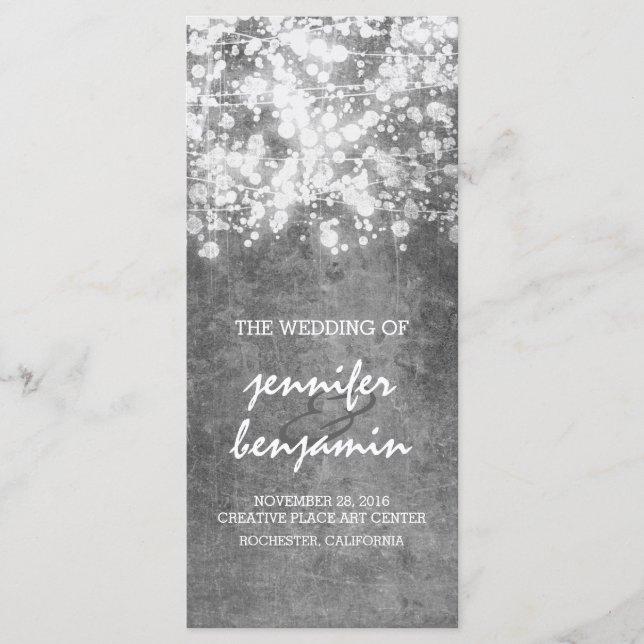 silver-strängen ljus bröllopsprogram program (Framsida)