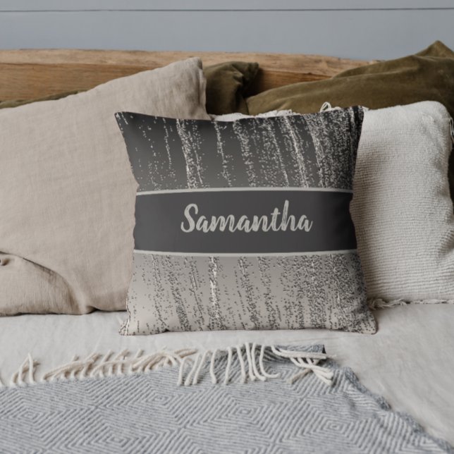 Silver Streaks Metallic Rand Modern Elegant Kudde (Skapare uppladdad)