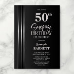 Silver Striped Black Grey 50th Surprise Birthday Inbjudningar<br><div class="desc">Make the surprise unforgettable with this stylish silver striped black and grey surprise 50th birthday party invitation. The customizable text templates allow you to add the name of the honored guest, the secret party details, and the venue with ease. Your guest of honor will be in for a night of...</div>