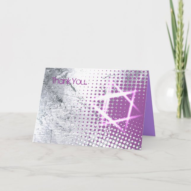 SILVER STRUKTUR STAR Tack Greeting Card Kort (Framsida)