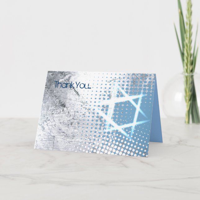 SILVER STRUKTUR STAR Tack Greeting Card Kort (Framsida)