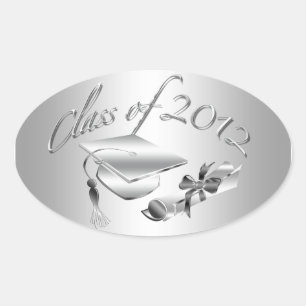 Silver Studenten 2012 Cap & Diploma Sälar Ovalt Klistermärke