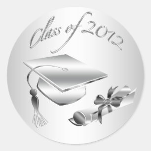 Silver Studenten 2012 Cap & Diploma Sälar Runt Klistermärke