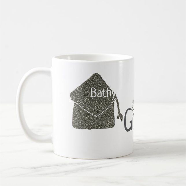 Silver studentmössa glitter lägga till namn grad å kaffemugg (Vänster)