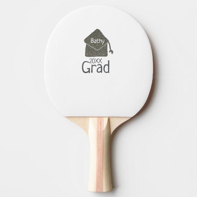 Silver studentmössa glitter lägga till namn grad å pingisracket (Framsidan)