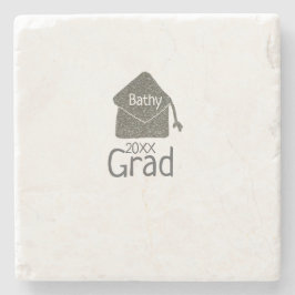 Silver studentmössa glitter lägga till namn grad å stenunderlägg