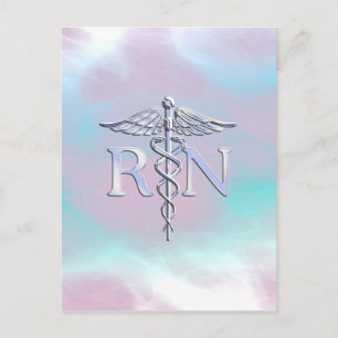 Silver Style RN Caduceus Medicinsk Mother Pearl Vykort