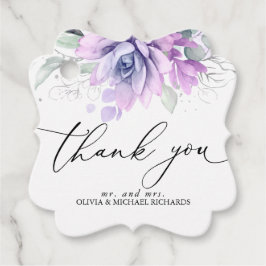 Silver Sukkulenter Greenery Bröllop Tack Gåvor Etiketter