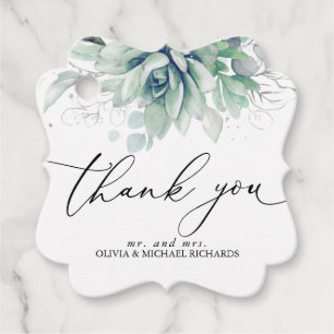 Silver Sukkulenter Grönska Bröllop Tack Gåvor Etiketter