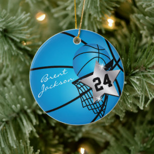Silver Superstar Basketball   DIG-text   Blå Julgransprydnad Keramik