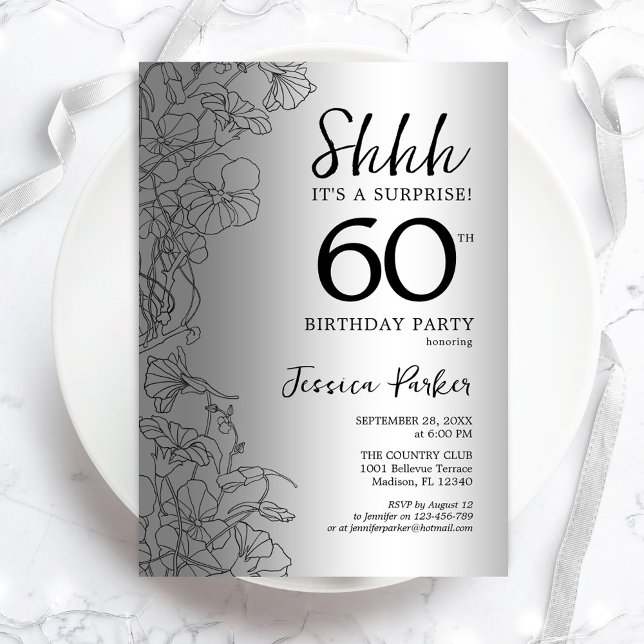Silver Surprise 60:e födelsedagen Inbjudningar (Skapare uppladdad)