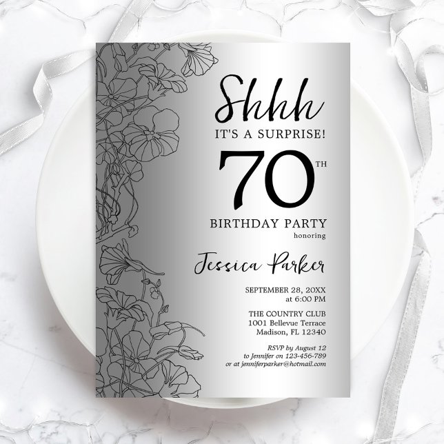 Silver Surprise 70:e födelsedagen Inbjudningar (Skapare uppladdad)