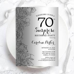 Silver Surprise 70:e Födelsedagsfesten Inbjudningar