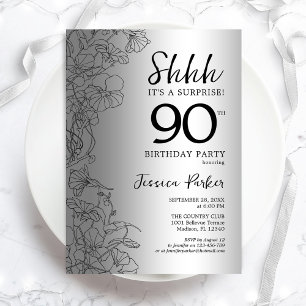 Silver Surprise 90:e Birthday Inbjudningar