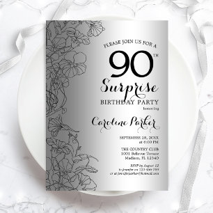 Silver Surprise 90:e Födelsedagsfest Inbjudningar