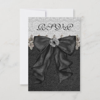 Silver Svart Damask RSVP OSA Kort