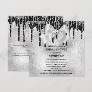 Silver svart diamantshimmer ljus luxuriskt glam inbjudningar