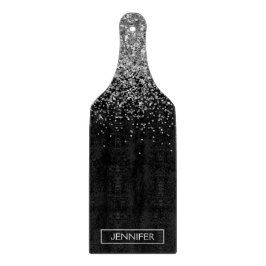 Silver Svart Glitter Girly Monogram Namn