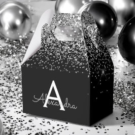 Silver Svart Glitter & Glans Monogram Presentaskar