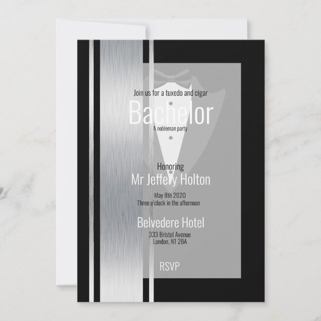 Silver, svart och vit rand sparar datumet spara datumet (Framsida)