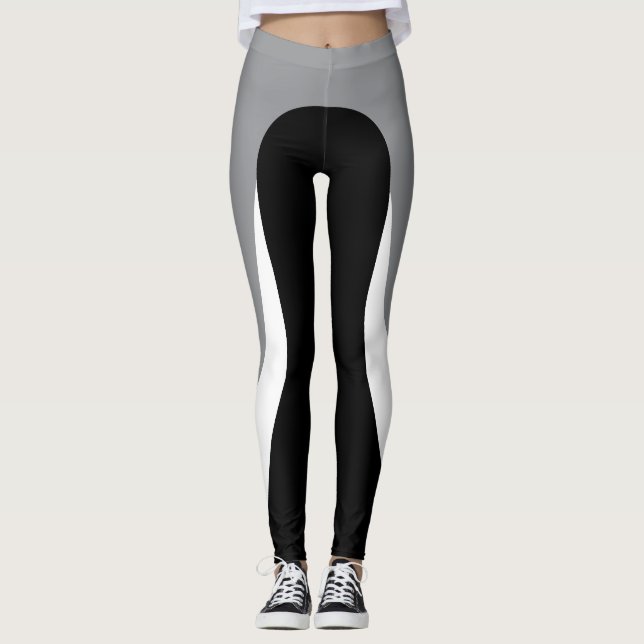 Silver, Svart och Vitt Mönster Leggings (Framsida)