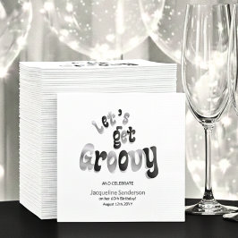 Silver Svart Retro Låt Oss Bli Groovy 60-årsdag Pappersservett